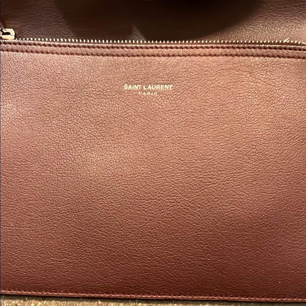 Saint Laurent Burgundy Leather Tote Bag - Picture 3 of 10